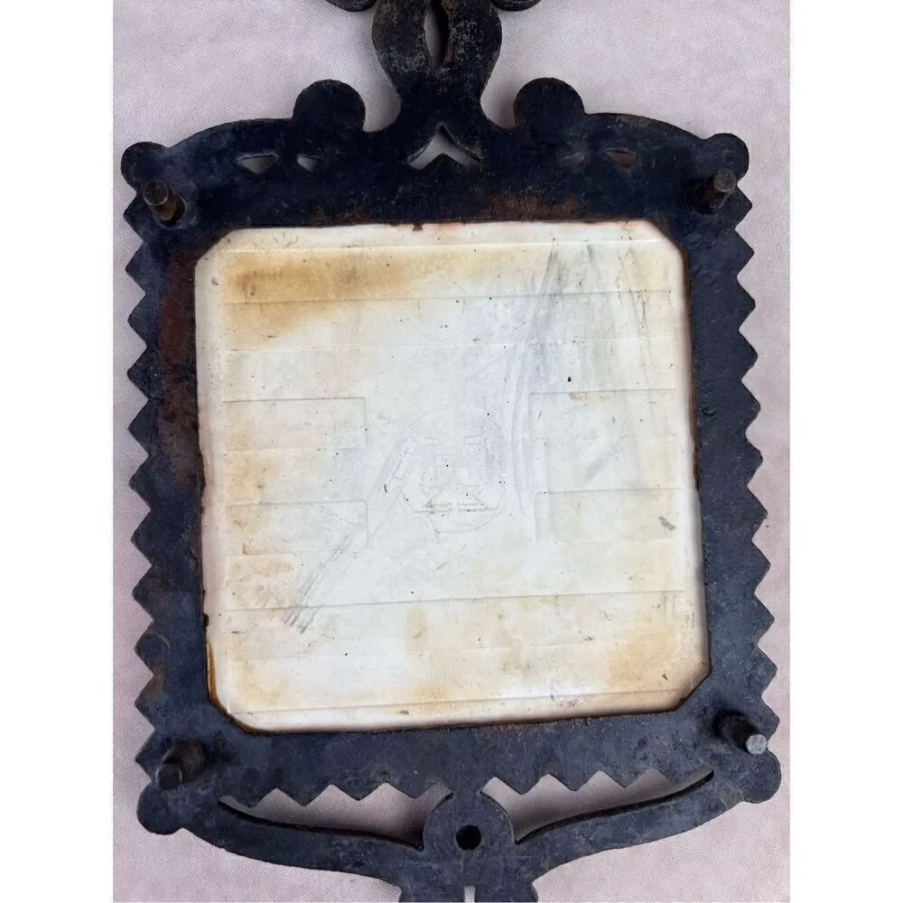Vintage Mod MCM Cast Iron and Tile Trivet